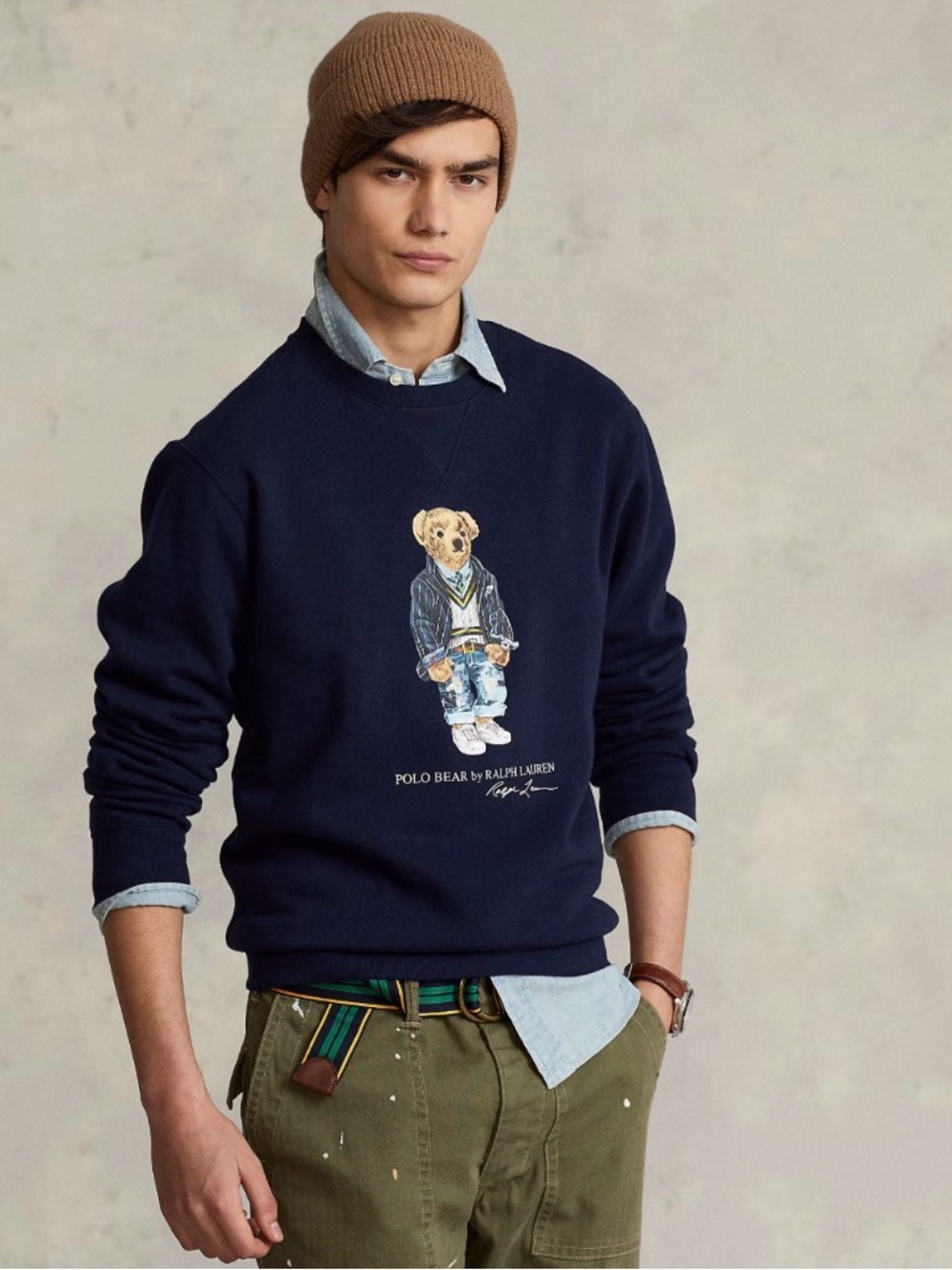 Polo Ralph Lauren Purple Denim Polo Bear Crewneck Sweatshirt